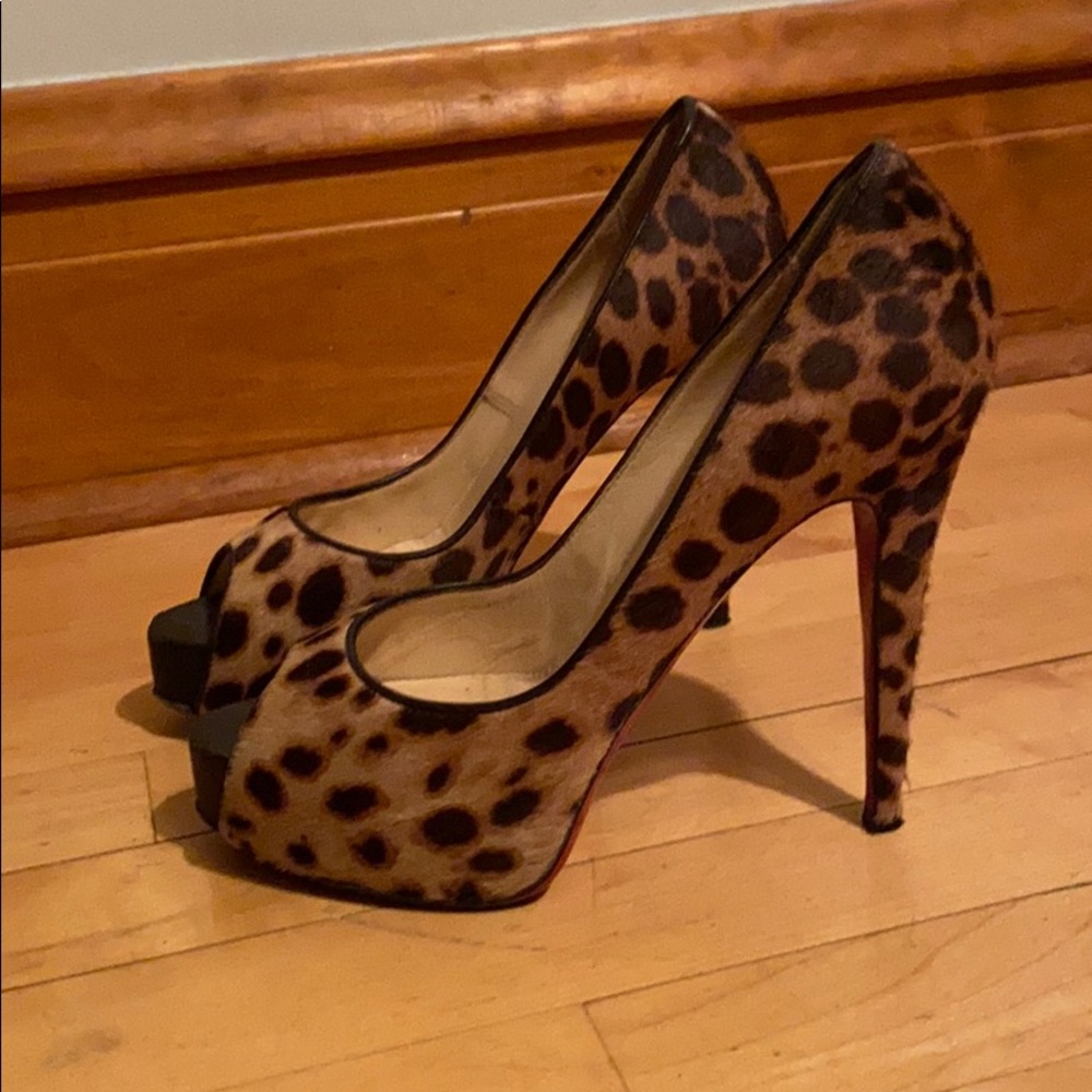 Christian Louboutin leopard open toe pumps - Picture 1 of 4